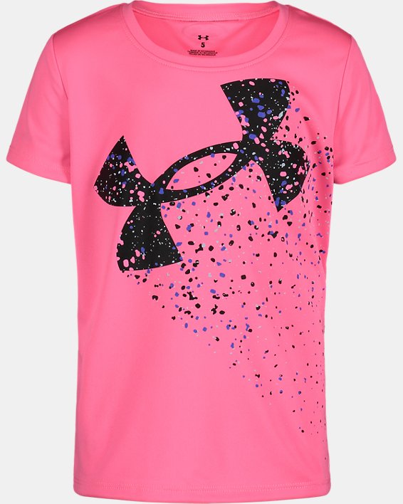 Girls' Pre-School UA Galaxy Speckle Big Logo Short Sleeve T-Shirt, Pink, pdpMainDesktop image number 0